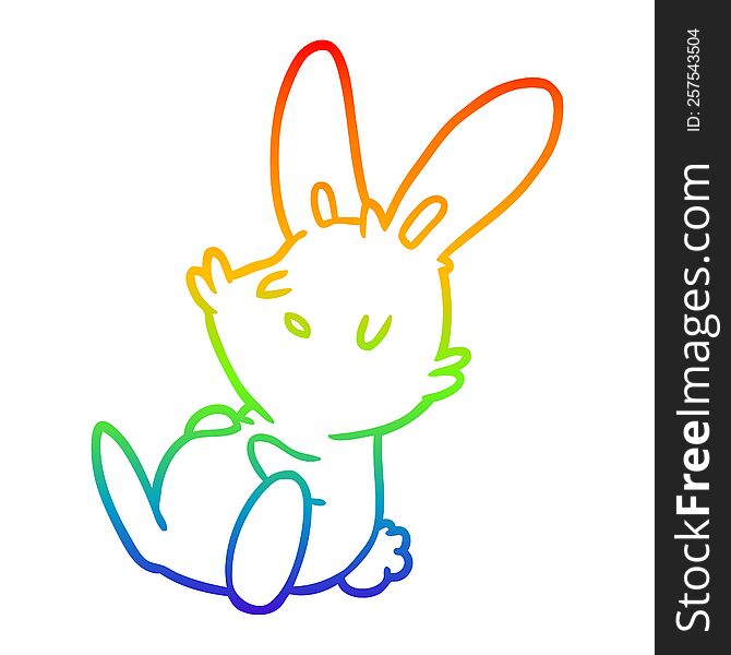 Rainbow Gradient Line Drawing Cute Rabbit Sleeping