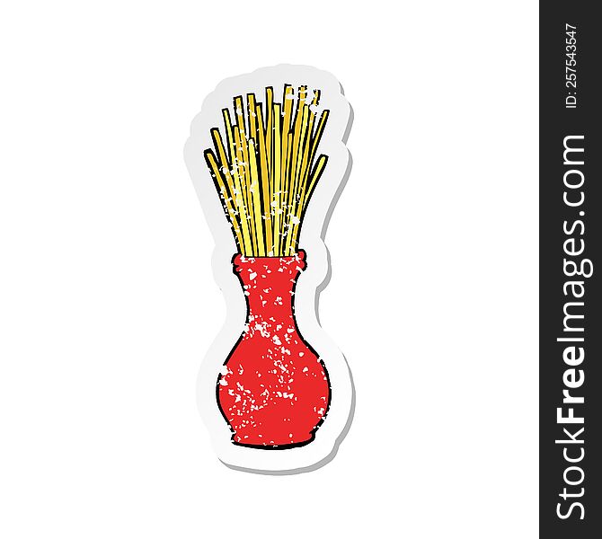 retro distressed sticker of a cartoon reeds in vase