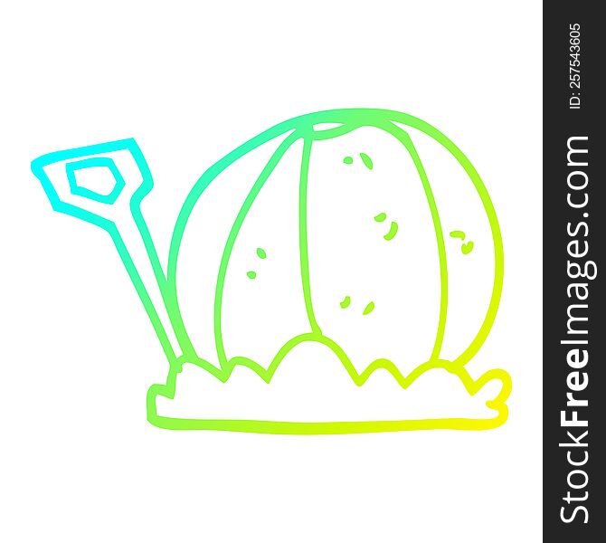 cold gradient line drawing of a cartoon beach ball and spade