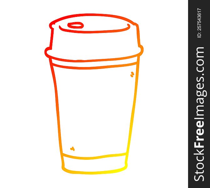 Warm Gradient Line Drawing Cartoon Take Out Coffee