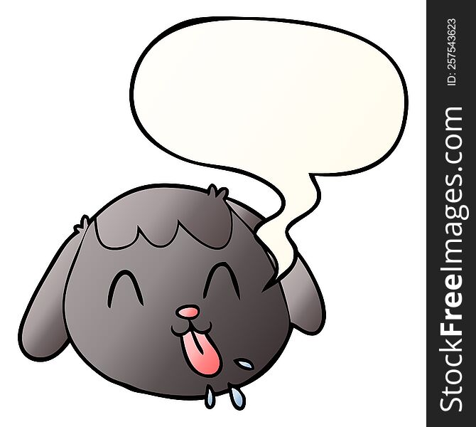 Cartoon Dog Face And Speech Bubble In Smooth Gradient Style