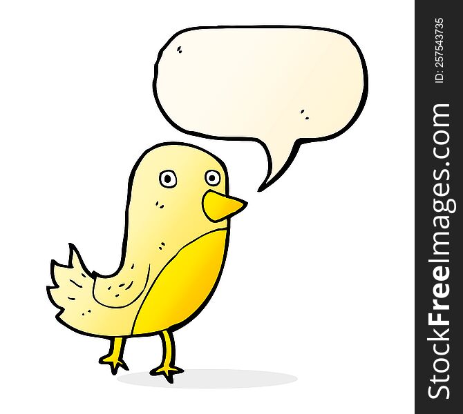 cartoon yellow bird with speech bubble