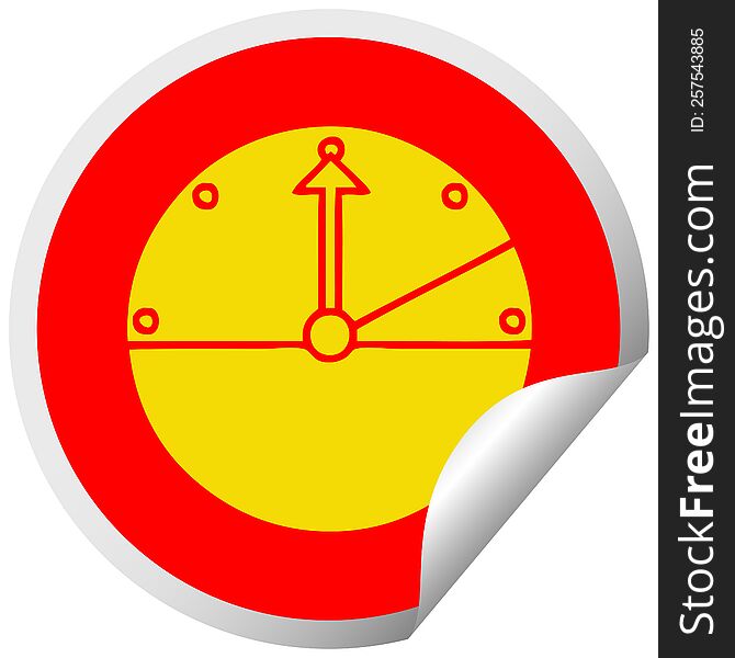 circular peeling sticker cartoon of a speedometer