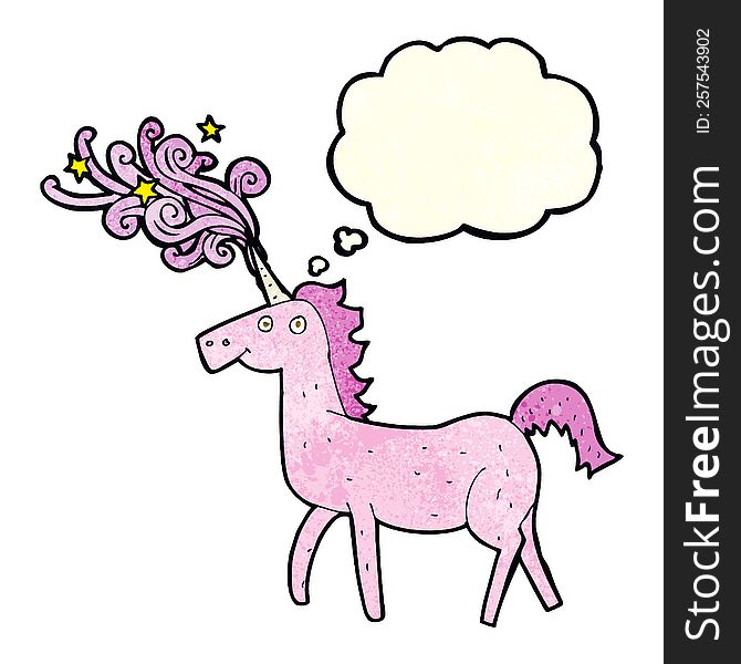 Cartoon Magical Unicorn With Thought Bubble