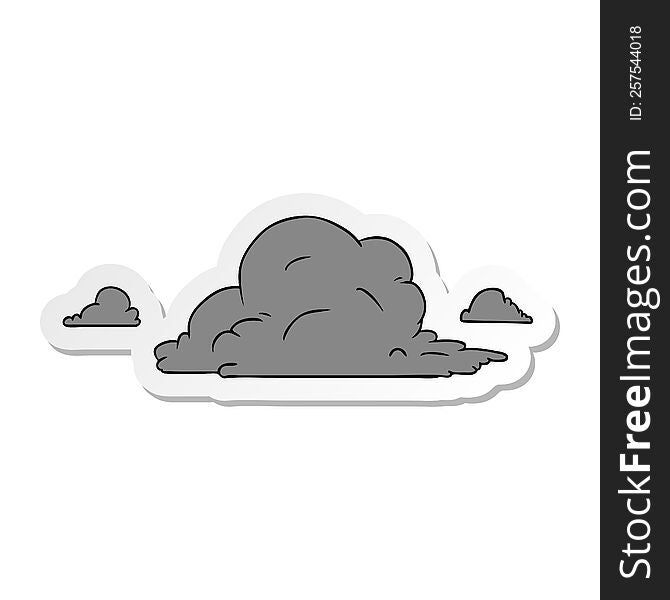 Sticker Cartoon Doodle Of White Large Clouds