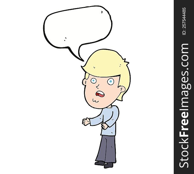 Cartoon Shocked Man With Speech Bubble