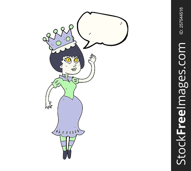 speech bubble cartoon vampire queen waving