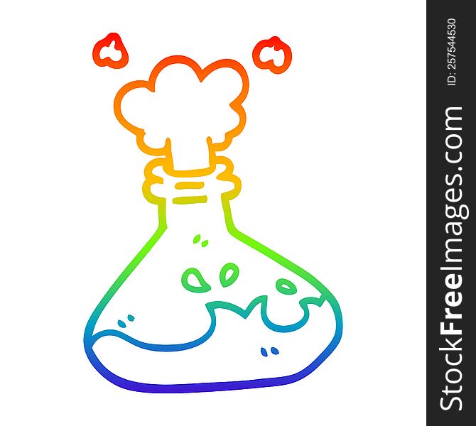 rainbow gradient line drawing of a cartoon chemical bottles