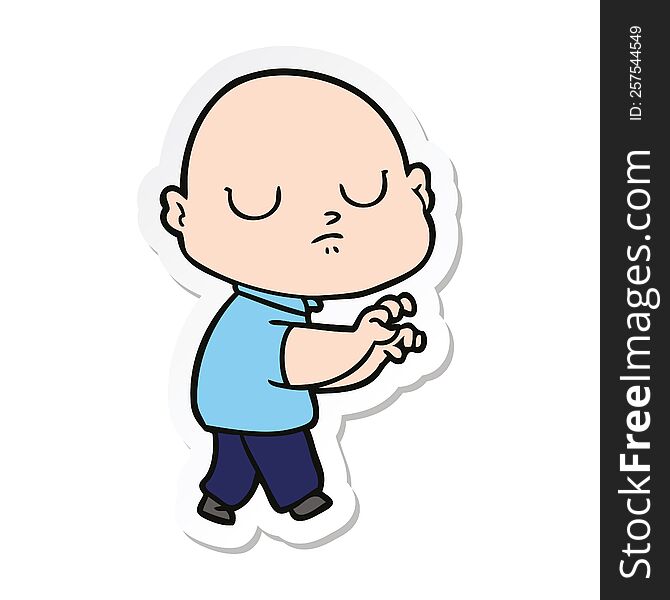 sticker of a cartoon bald man