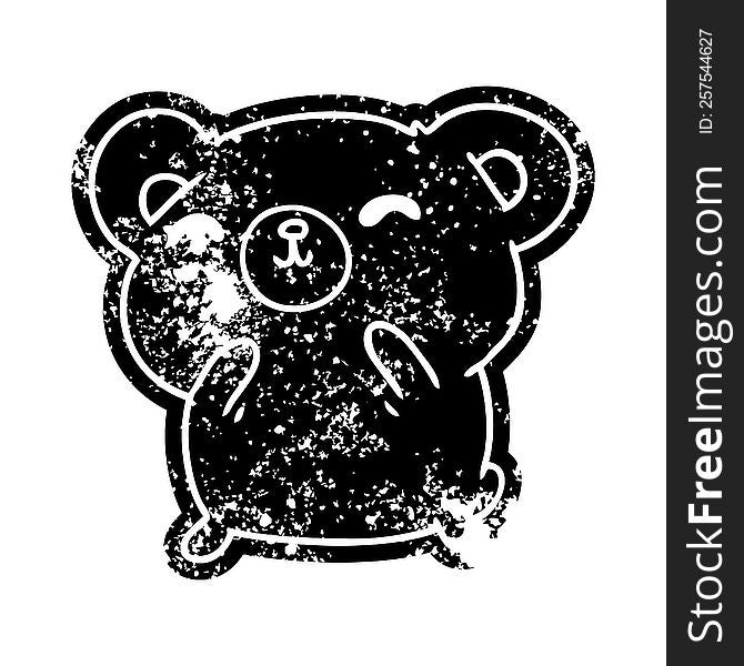 grunge distressed icon kawaii cute happy bear. grunge distressed icon kawaii cute happy bear