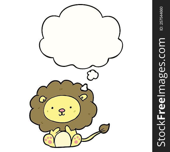 Cartoon Lion And Thought Bubble