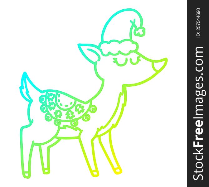 Cold Gradient Line Drawing Cartoon Reindeer