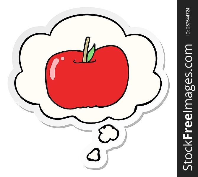 Cartoon Apple And Thought Bubble As A Printed Sticker