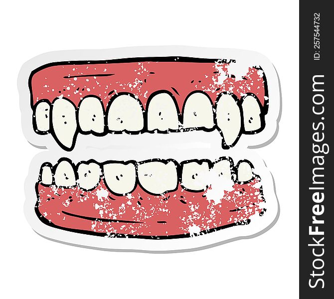 Distressed Sticker Of A Cartoon Vampire Teeth