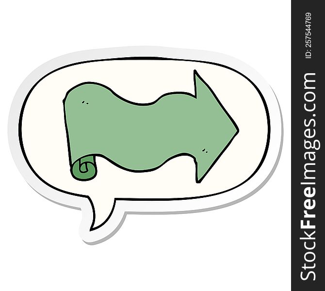 Cartoon Arrow And Speech Bubble Sticker