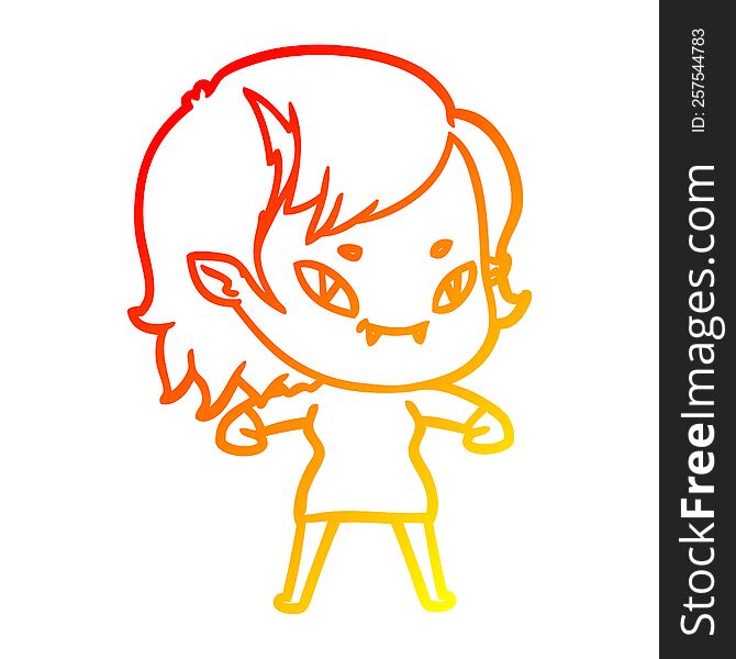 Warm Gradient Line Drawing Cartoon Friendly Vampire Girl