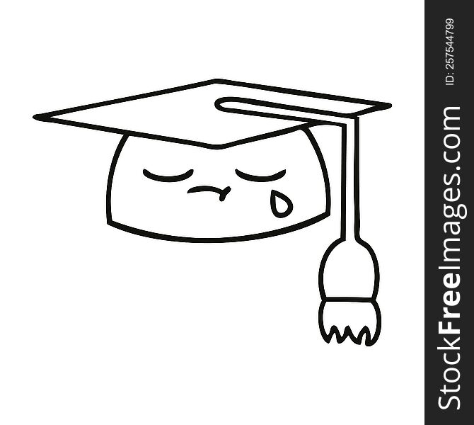 Line Drawing Cartoon Graduation Hat