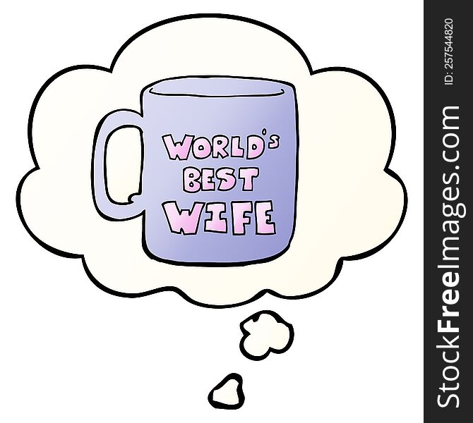 worlds best wife mug with thought bubble in smooth gradient style
