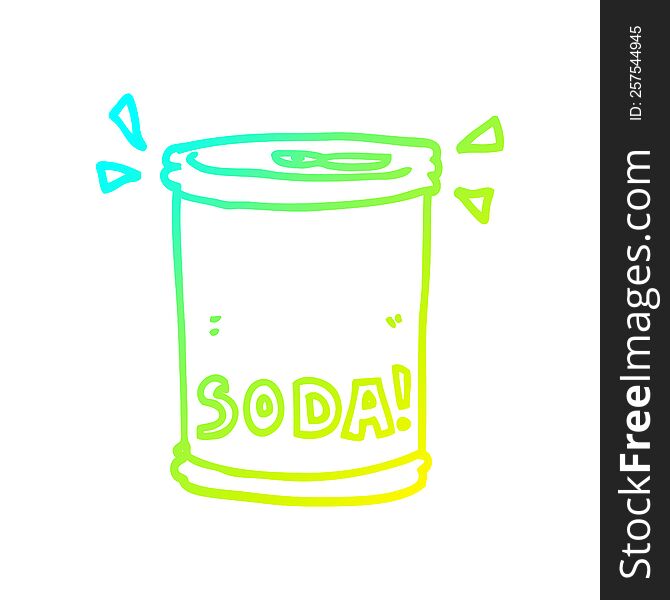 Cold Gradient Line Drawing Cartoon Soda Can