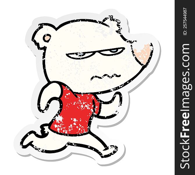 Distressed Sticker Of A Angry Bear Polar Cartoon