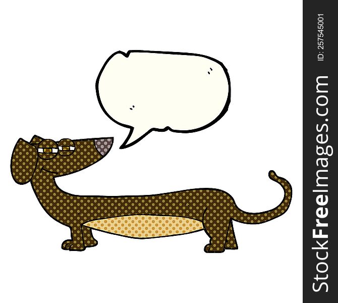 freehand drawn comic book speech bubble cartoon dachshund