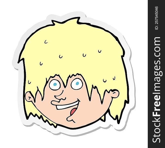 Sticker Of A Cartoon Happy Man