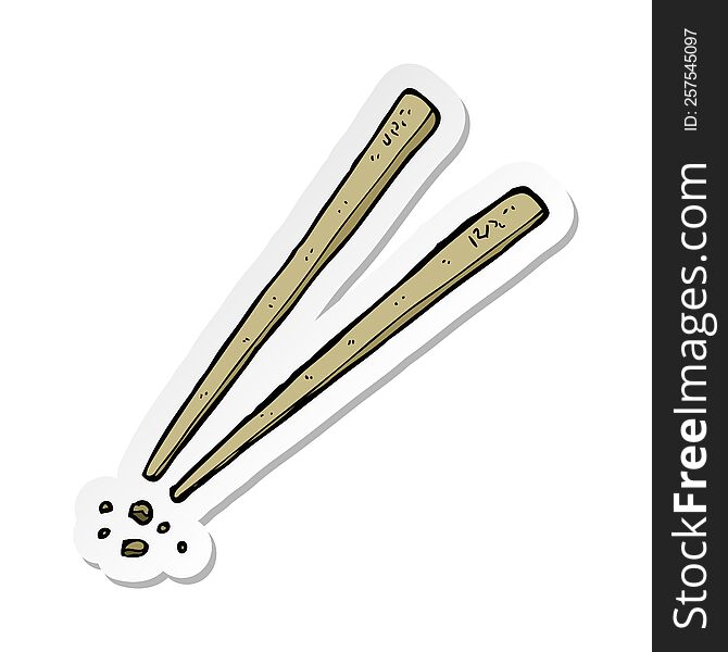 Sticker Of A Cartoon Chopsticks