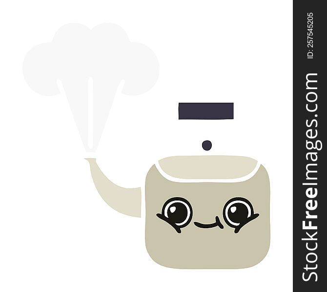 Flat Color Retro Cartoon Steaming Kettle