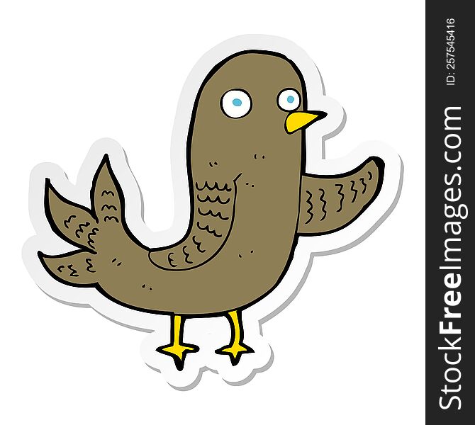 Sticker Of A Cartoon Waving Bird