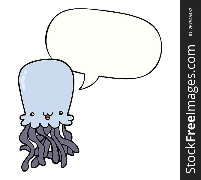 Cartoon Octopus And Speech Bubble