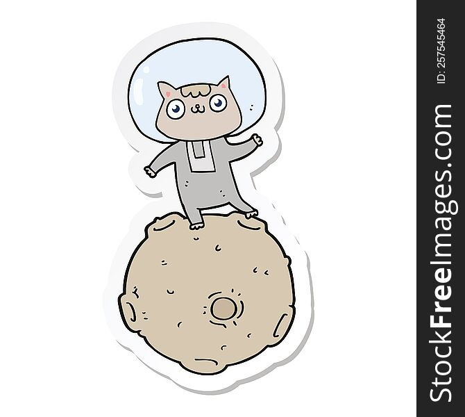 Sticker Of A Cute Cartoon Astronaut Cat
