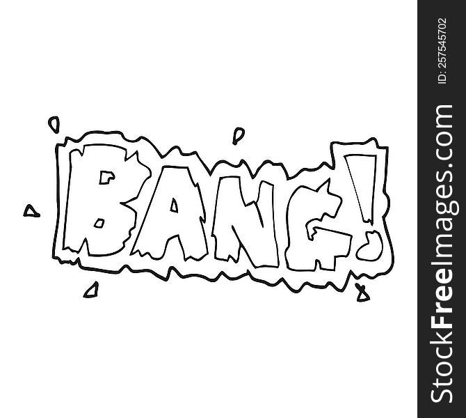 freehand drawn black and white cartoon bang symbol