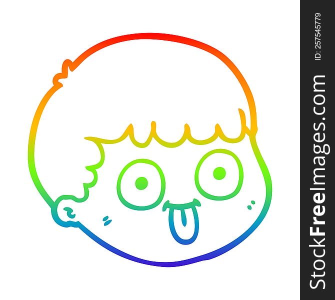 Rainbow Gradient Line Drawing Cartoon Male Face