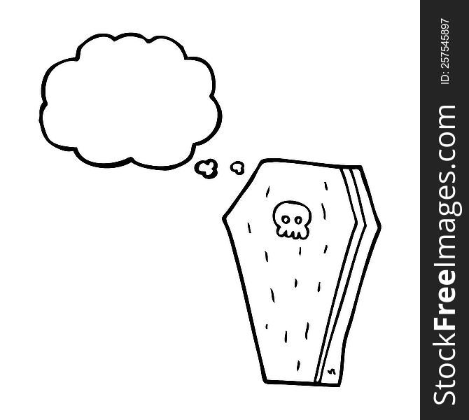 freehand drawn thought bubble cartoon halloween coffin