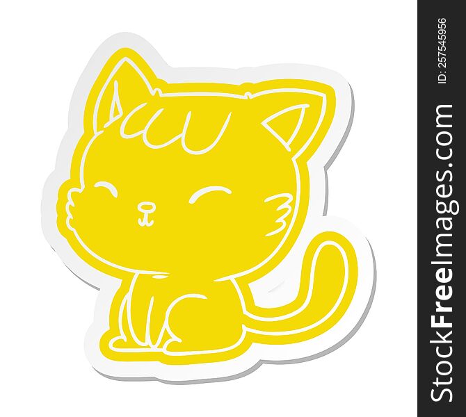 Cartoon Sticker Of Cute Kawaii Cat