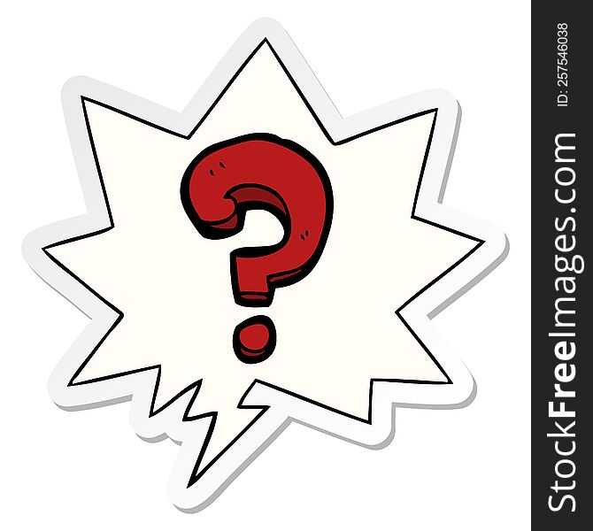 cartoon question mark with speech bubble sticker