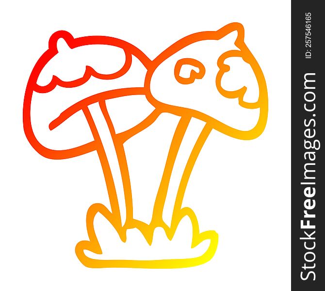 Warm Gradient Line Drawing Cartoon Mushroom