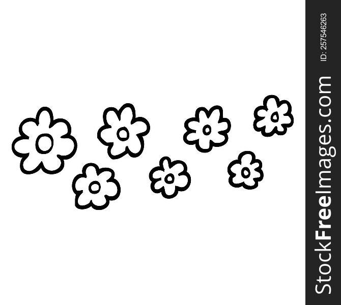 black and white cartoon decorative flowers