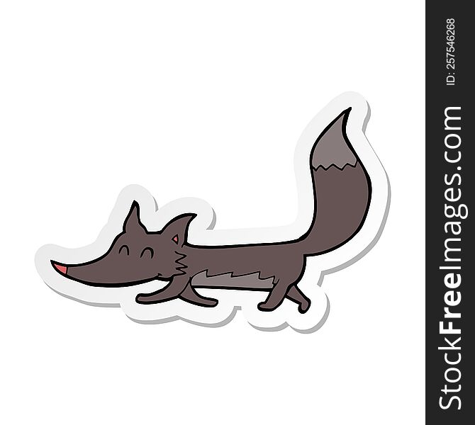 Sticker Of A Cartoon Little Wolf