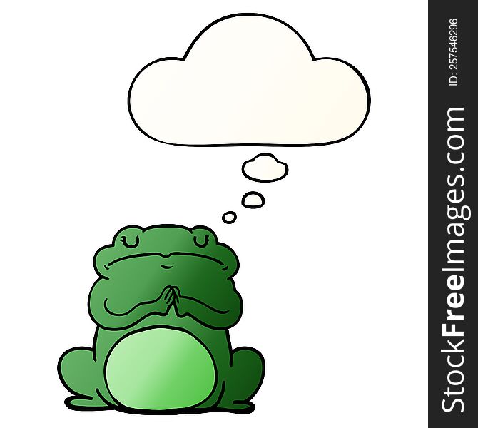 Cartoon Arrogant Frog And Thought Bubble In Smooth Gradient Style
