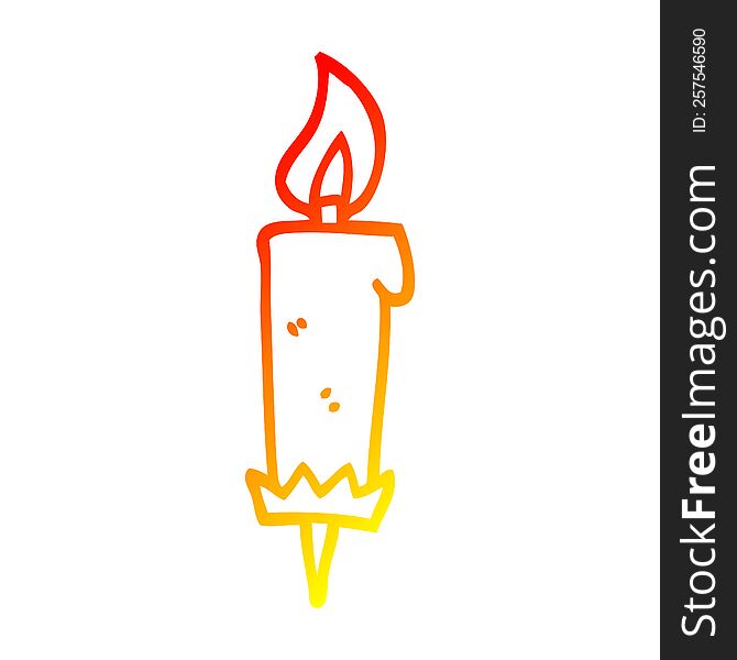 warm gradient line drawing of a cartoon birthday candle