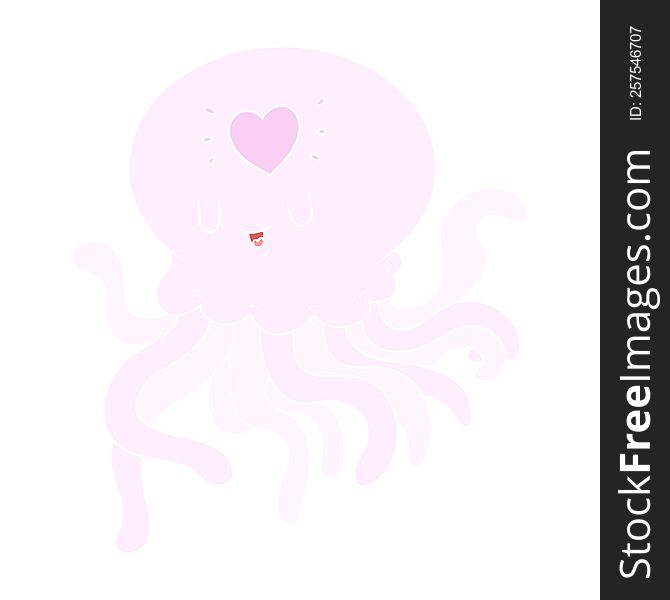 flat color style cartoon jellyfish in love
