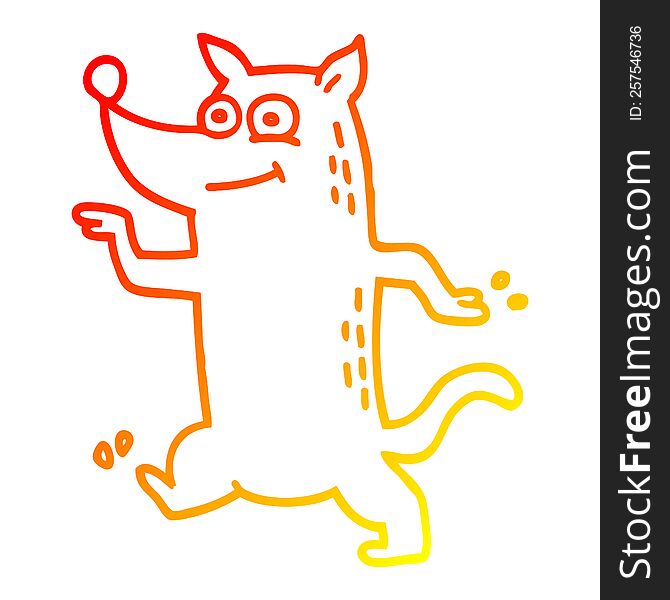 warm gradient line drawing of a cartoon funny dog