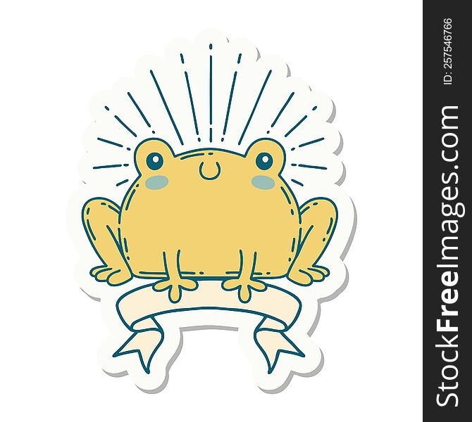 sticker of a tattoo style happy frog