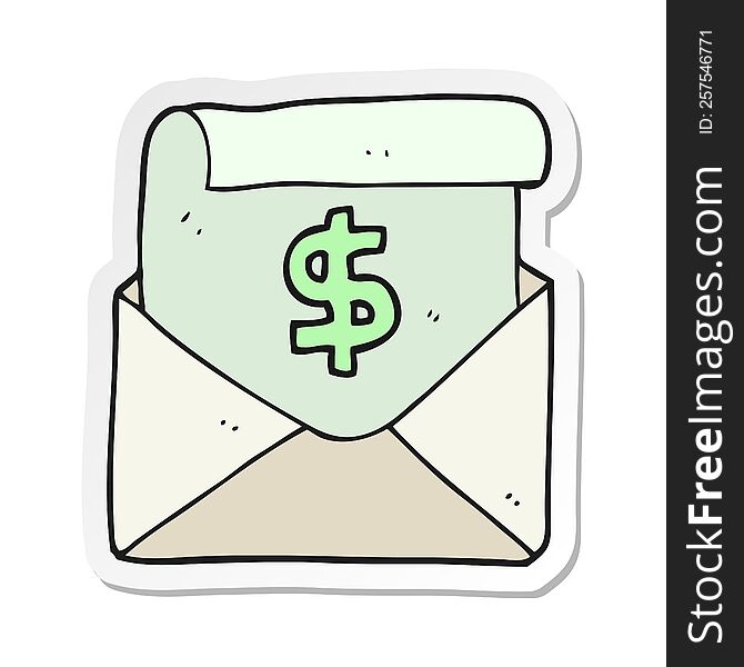 sticker of a cartoon payment letter