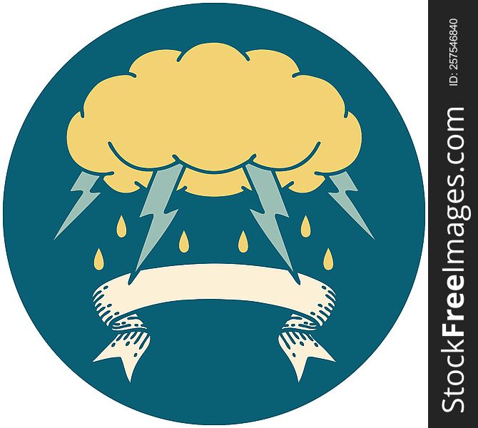 icon with banner of a storm cloud