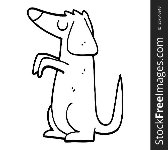 line drawing cartoon well behaved dog