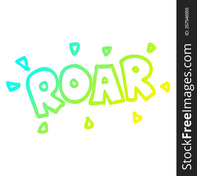 cold gradient line drawing of a cartoon roar sign