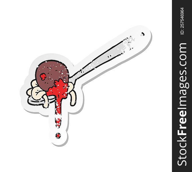 retro distressed sticker of a cartoon meatball and spaghetti