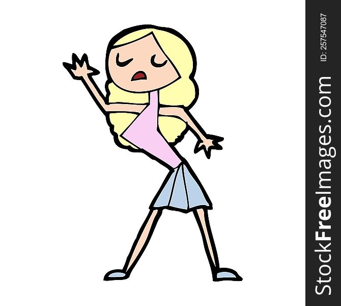 cartoon woman dancing